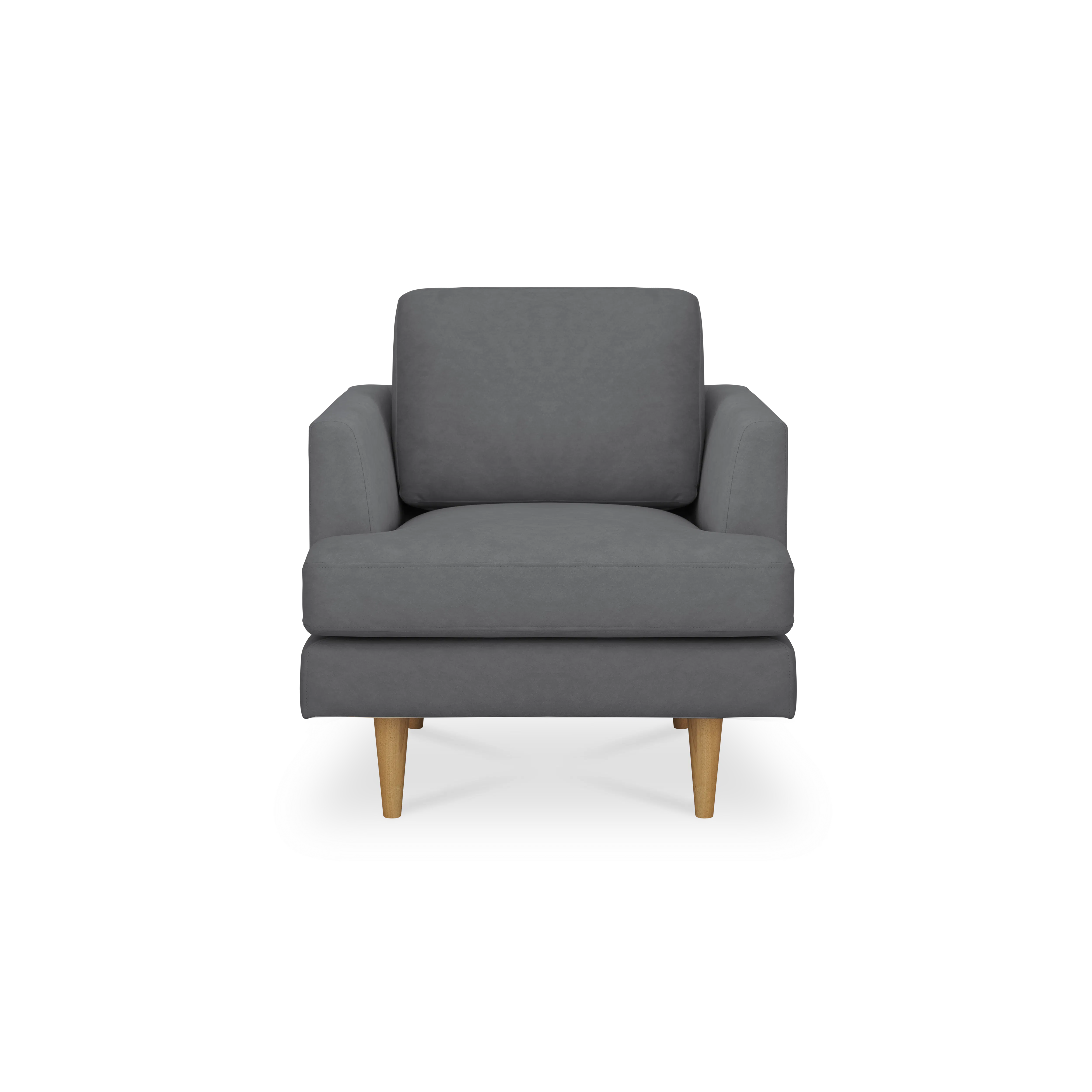 Soma 3 Seater Sofa with Soma Armchair - Dark Grey (Scratch Resistant) - 10 - Grey upholstered armchair, modern design
