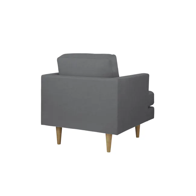 Soma Armchair - Dark Grey (Scratch Resistant) - 10 - Grey upholstered armchair, wooden legs, minimalist design, soft fabric