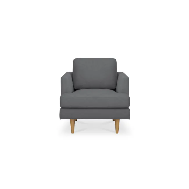 Soma Armchair - Dark Grey (Scratch Resistant) - 1 - Grey upholstered armchair, minimalist design, modern style, cozy