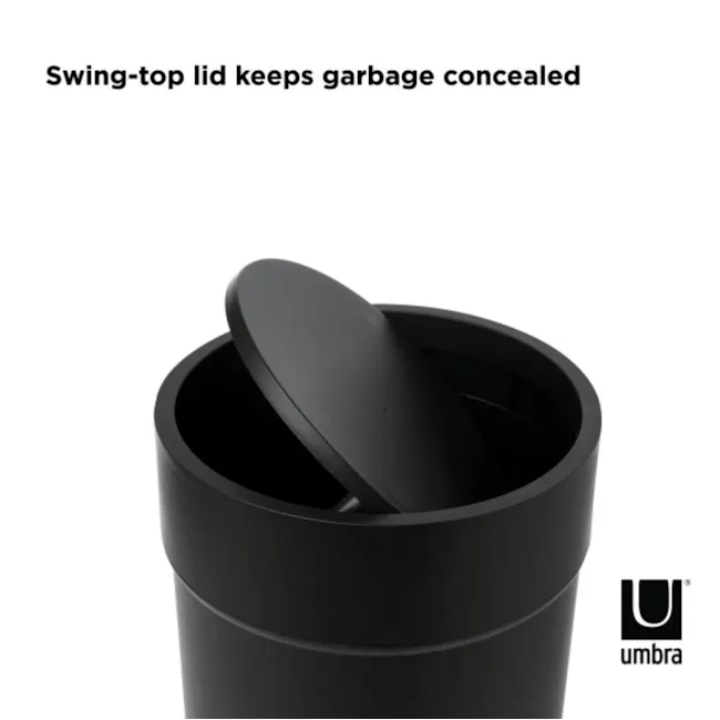 Touch Waste Can with Lid - White - 3 - Swing-top lid, garbage concealing, ergonomic design, durable construction, sleek
