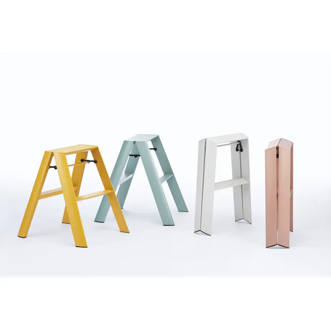Hasegawa Lucano Aluminium 3 Step Ladder - Dusty Mint - 3 - Yellow, geometric, modern, minimalist, abstract, contemporary