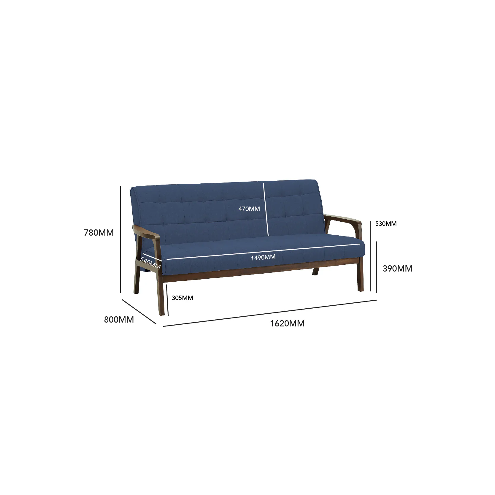 Tucson 3 Seater Sofa with Tucson Armchair - Natural, Cool Grey (Pet Friendly Fabric) - 12 - Blue upholstered sofa with 470mm