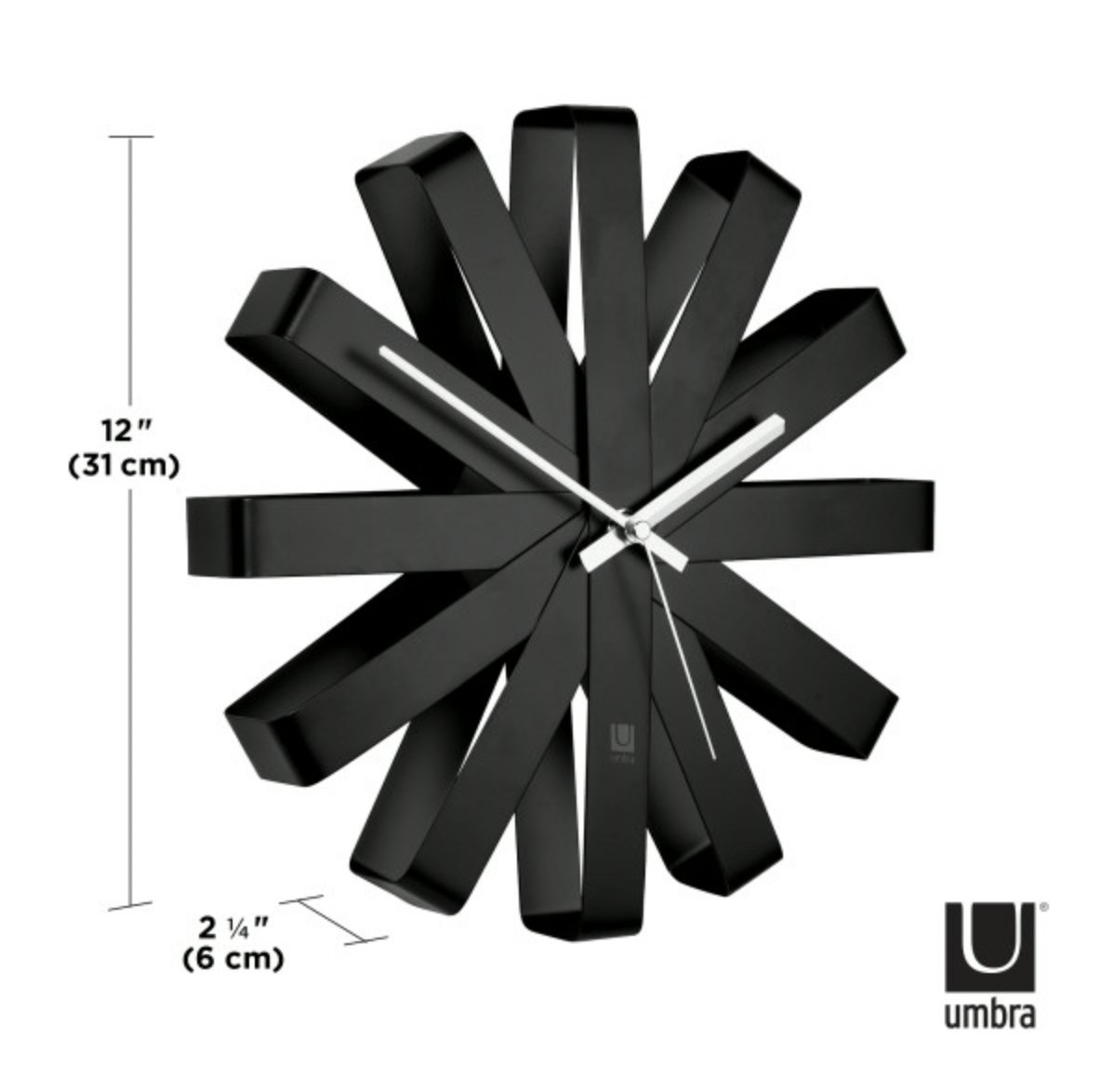 Ribbon Wall Clock Black, Umbra Home Accents HipVan