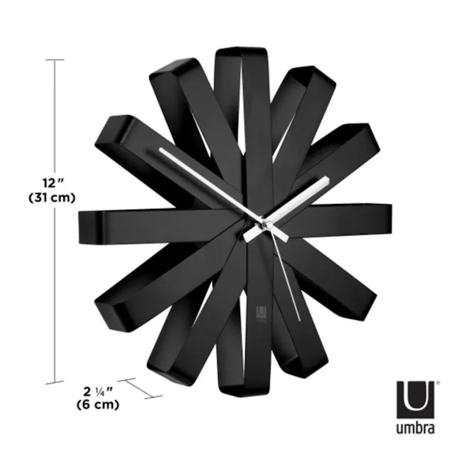 Ribbon Wall Clock - Black - 5