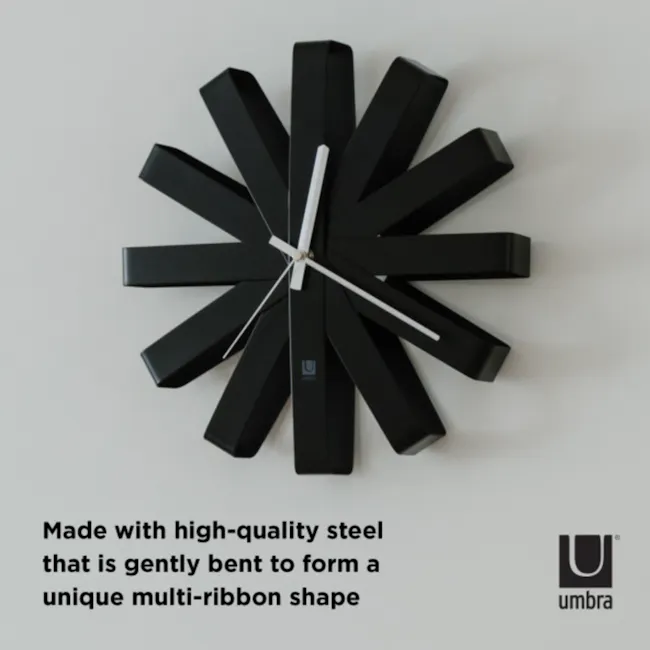 Ribbon Wall Clock - Black - 8