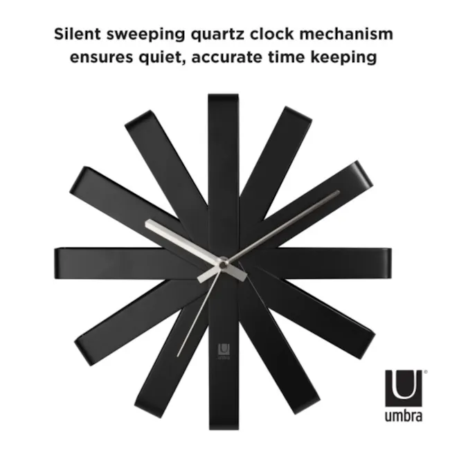 Ribbon Wall Clock - Black - 7