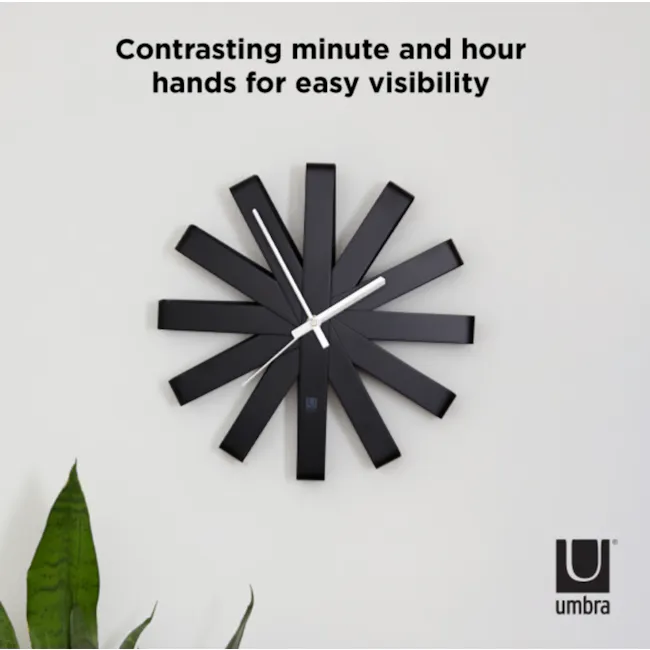 Ribbon Wall Clock - Black - 9