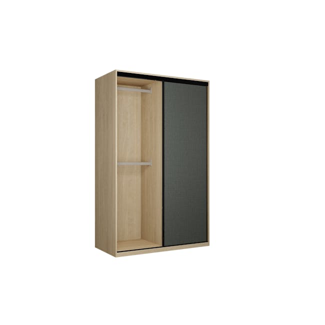 Lorren Sliding Door Wardrobe 2 - Graphite Linen, Herringbone Oak - 12