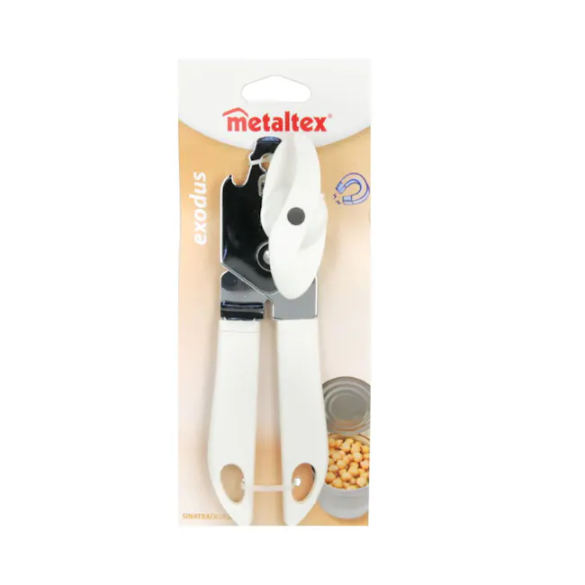 Metaltex Exodus Can Opener with Magnet - 2 - Exodulus metal tool set, Metaltex exodulus scissors, White and black metal