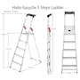 Hailo Aluminium 5 Step Ladder (2 Step Sizes) - 8cm Wide Step Ladder - 2