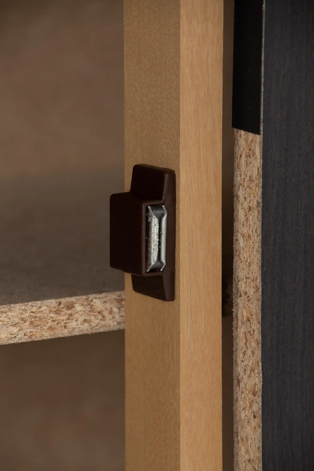 Aveleen 3 Door Shoe Cabinet - Cappuccino - 11 - Wooden frame, metal latch, brown hardware, textured wood, natural wood