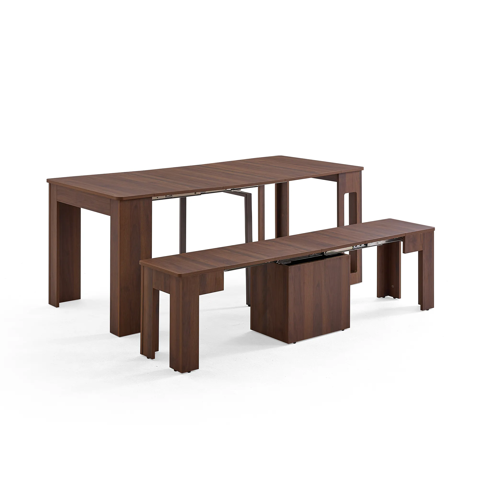 Flexi-Table Extendable Dining Table with Extendable Bench 0.4m-1.8m - Walnut - 7