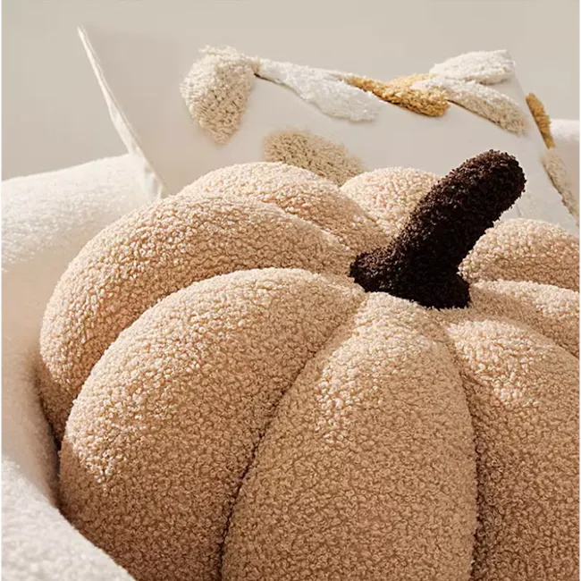 Pumpkin Plush Cushion - Beige - 3
