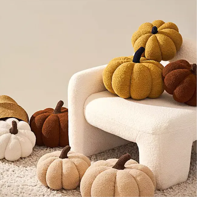 Pumpkin Plush Cushion - Beige - 5