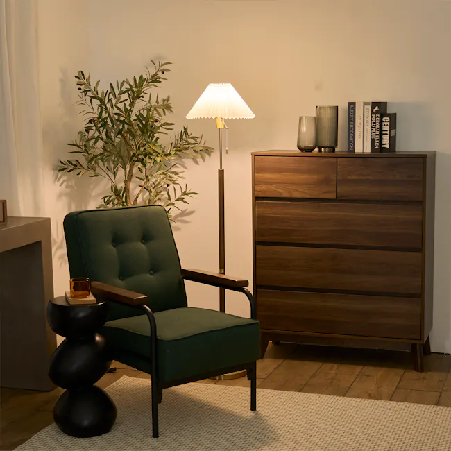 Bronwyne Pleated Floor Lamp - Brass