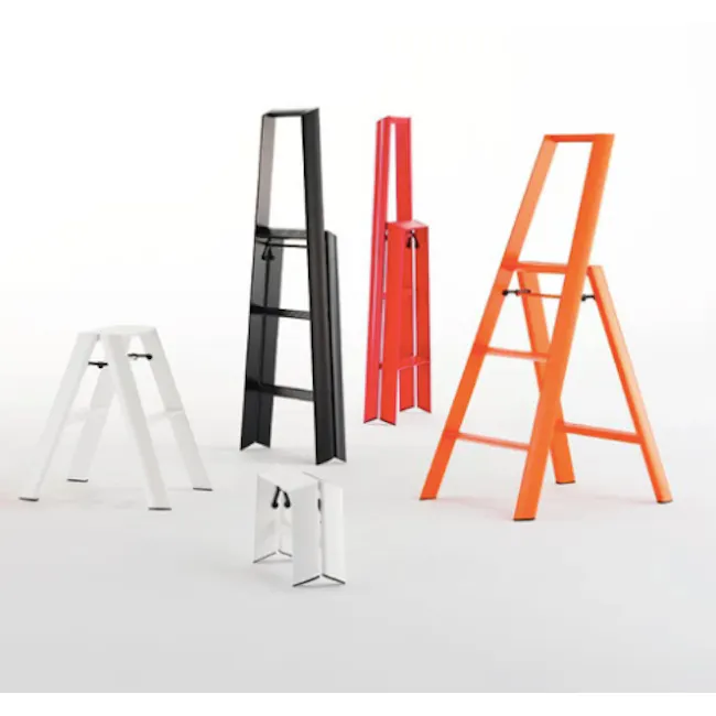 Hasegawa Lucano Aluminium 3 Step Ladder - Dusty Mint - 4 - Sleek modern ladder stands in vibrant colors, Colorful ladder
