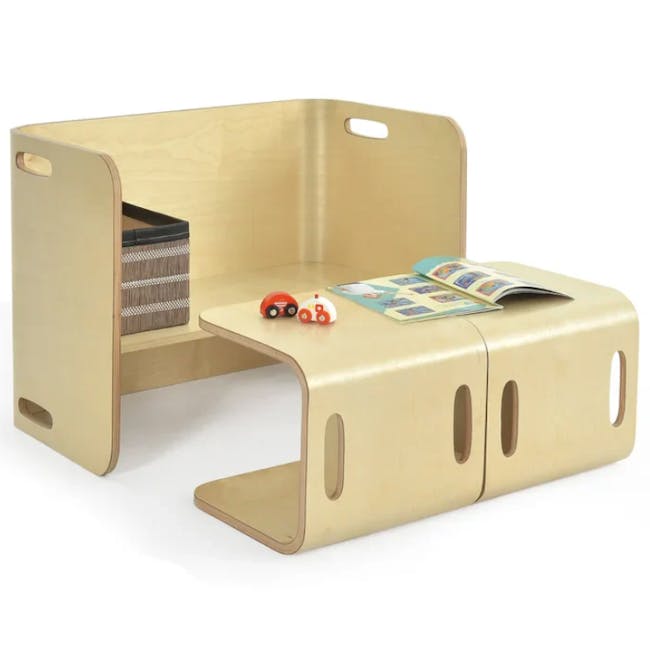 Aiden Kids Table Set - Two Chairs - 18 - Wooden playpen with built-in storage, children's play area, educational toys, open