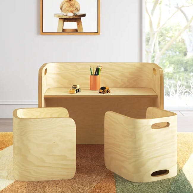Aiden Kids Table Set - Two Chairs - 13 - Wooden play furniture, child's play area, wooden bench, wooden storage bin, wooden