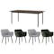 Helios Dining Table 2m with 4 Aubree Dining Armchairs in Olive Green and Grey Goose - 0