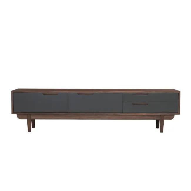 Larisa TV Console 1.8m - Grey, Walnut - 1 - Wooden TV stand, sleek design, dark wood finish, minimalist style, built-in