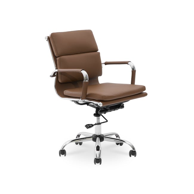 Elias Soft Pad Mid Back Office Chair - Tan (PU) - 1