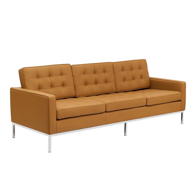 Fallon 3 Seater Sofa - Tan (Genuine Cowhide) - 1