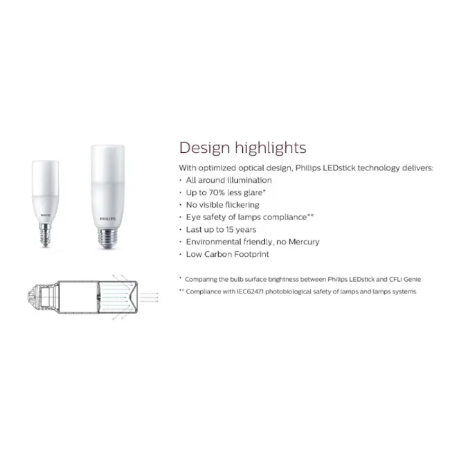 Philips DLStick E14 - Cool White 4000k - 2 - Optimized optical design, Philips LEDstick technology delivers, all around