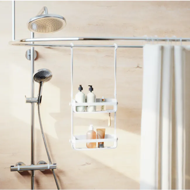 Flex Shower Caddy - White - 5 - shower rack, bathroom shelf, toiletries, soap dispenser, shampoo, conditioner, body wash