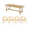 Haynes Dining Table 2.2m in Oak with 4 Greta Chairs in Natural