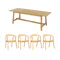 Haynes Dining Table 2.2m in Oak with 4 Greta Chairs in Natural