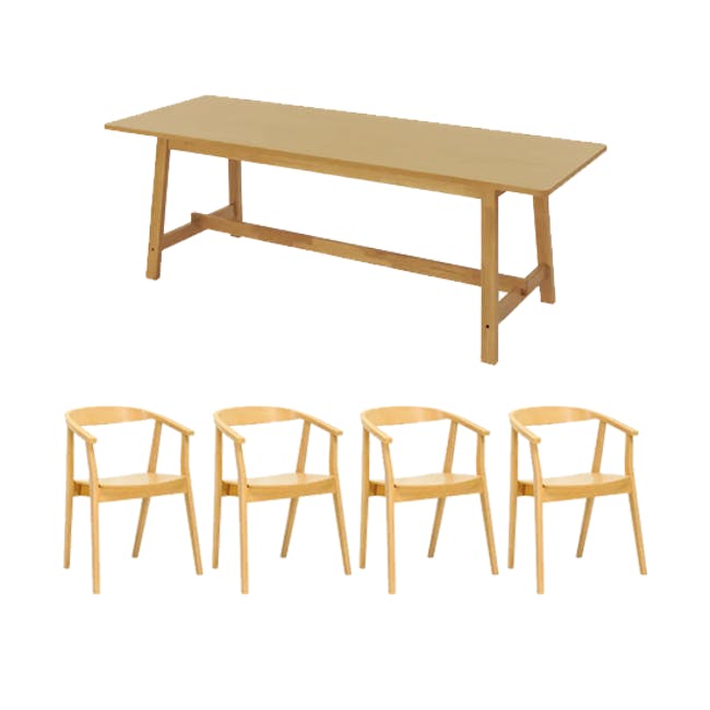 Haynes Dining Table 2.2m in Oak with 4 Greta Chairs in Natural - 0