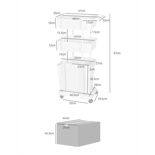 Alon Laundry Basket Trolley with Handle - 9