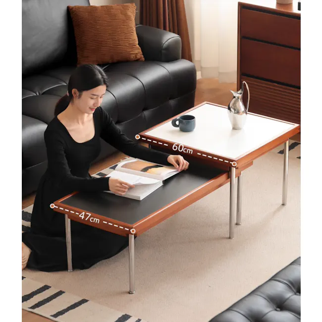 Neka Square Coffee Table 0.6m - White - 6