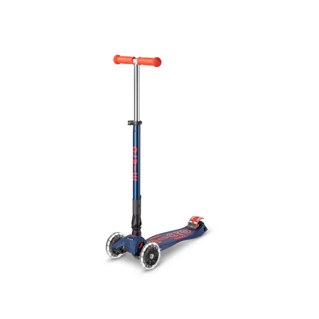 Micro Maxi Deluxe Foldable LED Scooter - Navy Red (Age 5-12) - 1