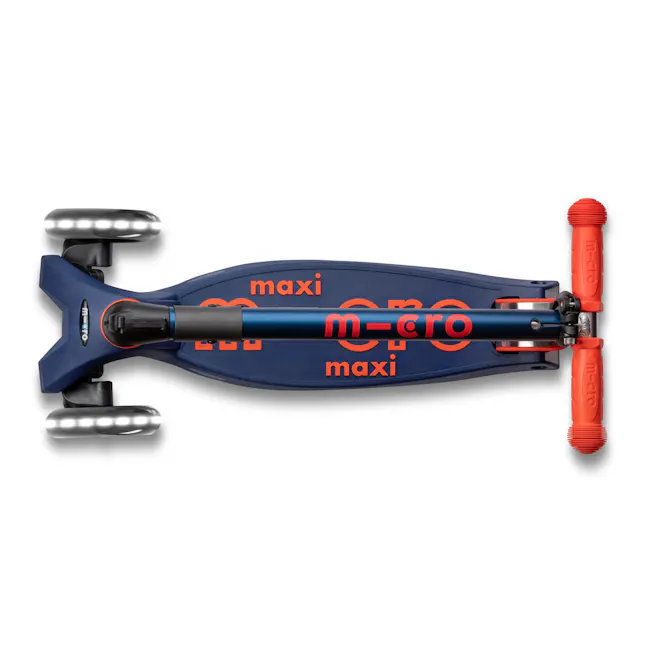 Micro Maxi Deluxe Foldable LED Scooter - Navy Red (Age 5-12) - 7