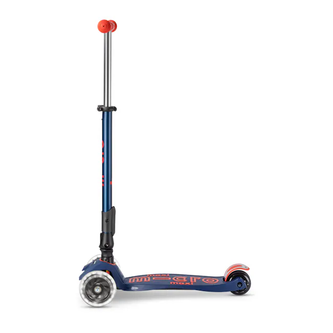 Micro Maxi Deluxe Foldable LED Scooter - Navy Red (Age 5-12) - 3
