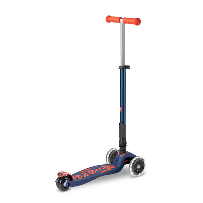 Micro Maxi Deluxe Foldable LED Scooter - Navy Red (Age 5-12) - 4