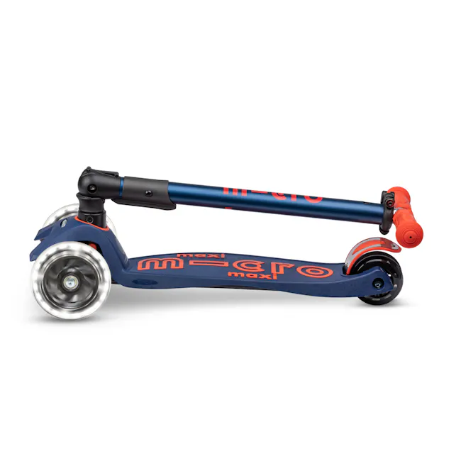 Micro Maxi Deluxe Foldable LED Scooter - Navy Red (Age 5-12) - 6