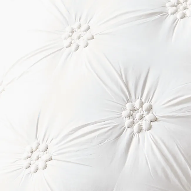 Fione Floral Tufted Lumbar Cushion - Ivory - 4 - White, soft, fluffy, decorative, tufted, embroidered, textured, elegant
