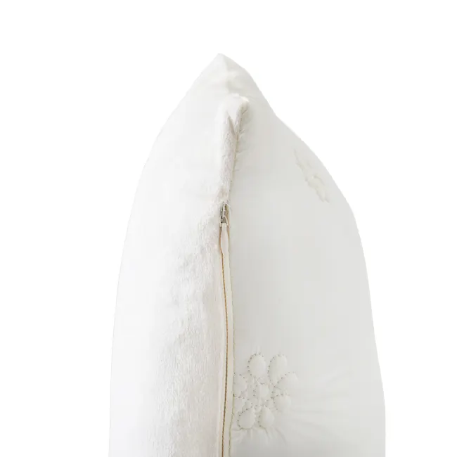 Fione Floral Tufted Lumbar Cushion - Ivory - 6 - White, fluffy, soft, plush, cozy, luxurious, elegant, serene, tranquil