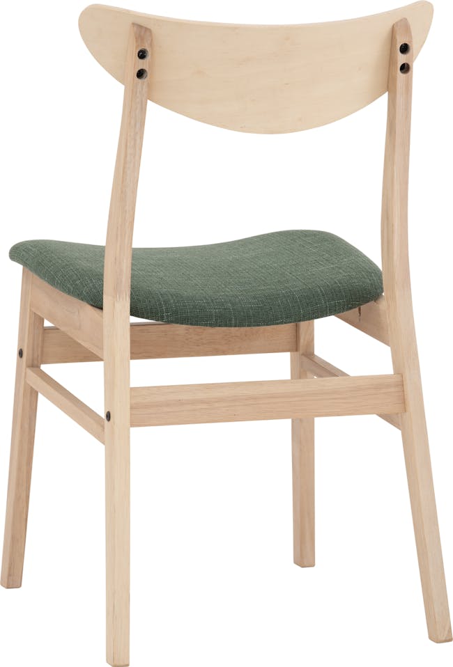 Sergio Round Dining Table 1m in Milk Oak with 2 Macy Dining Chairs in Green - 13