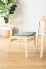 Sergio Round Dining Table 1m in Milk Oak with 2 Macy Dining Chairs in Green - 9