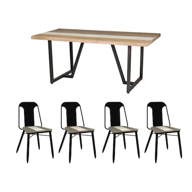 Xavier Dining Table 1.6m with 4 Xavier Dining Chairs - 0