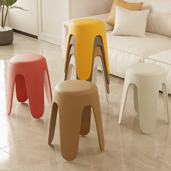Noki Stackable Stool - Light Grey (Faux Leather) - 6