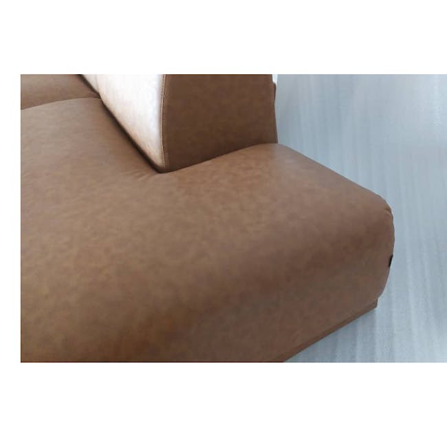 (As-Is) Milan 3 Seater Extended Sofa - Tan (Faux Leather) - Right Extended - 11