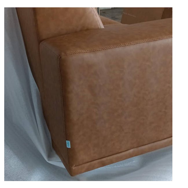 (As-Is) Milan 3 Seater Extended Sofa - Tan (Faux Leather) - Right Extended - 15
