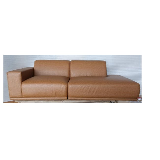 (As-Is) Milan 3 Seater Extended Sofa - Tan (Faux Leather) - Right Extended - 2