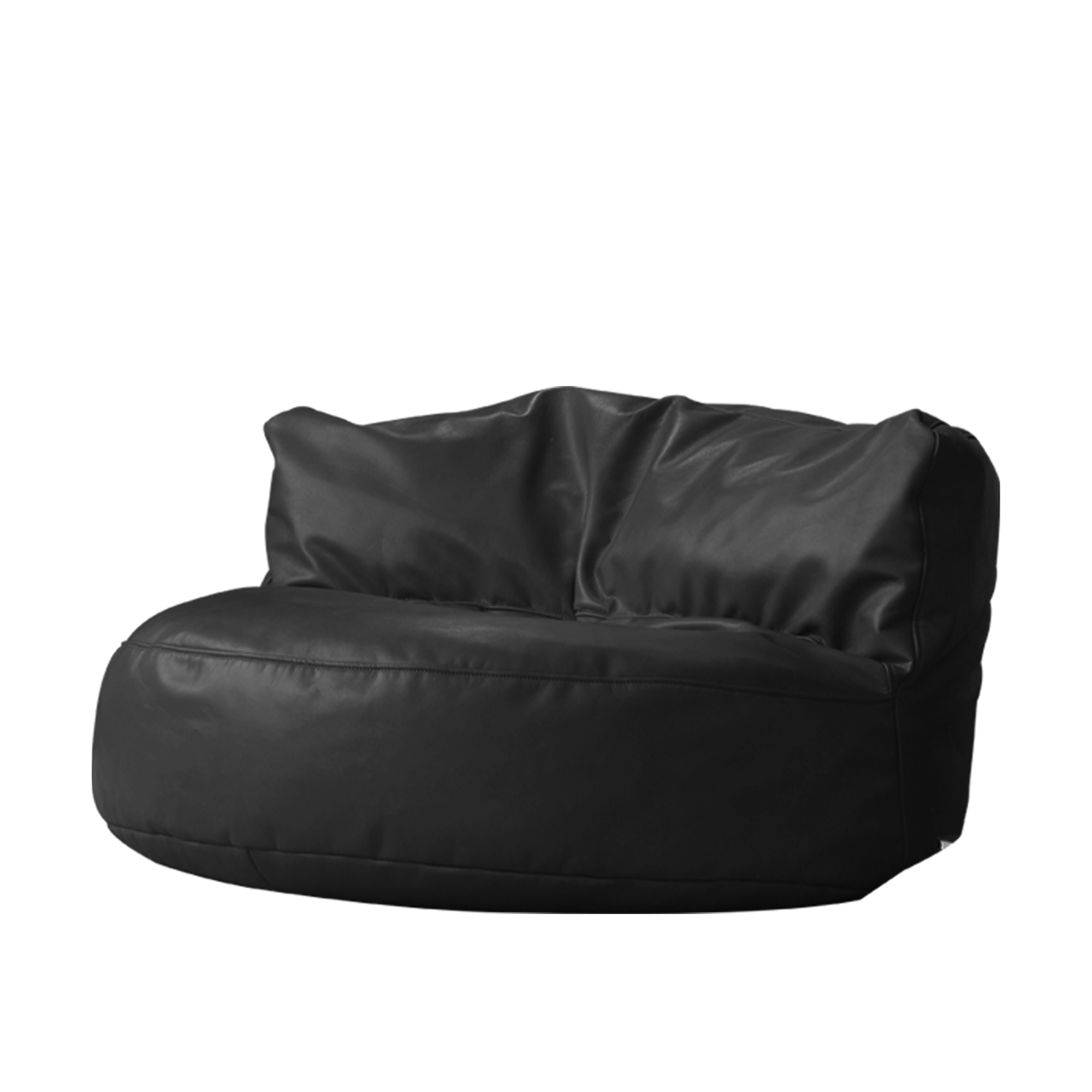August Round Bean Bag - Black (Faux Leather)