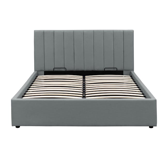 Audrey Queen Storage Bed in Seal Grey (Velvet) with 2 Leland Single Drawer Bedside Tables - 2