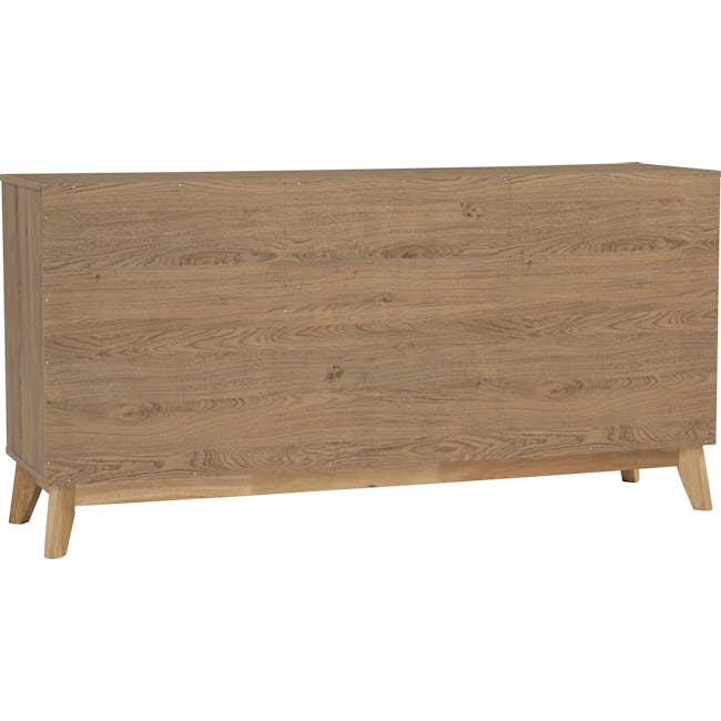 Herschel 9 Drawer Chest 1.5m - Natural - 8 - Wooden cabinet with natural wood finish, light brown color, sturdy wooden legs